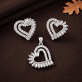 Silvme 925 silver baguette heart pendant and stud earrings with cubic zirconia, model styling view