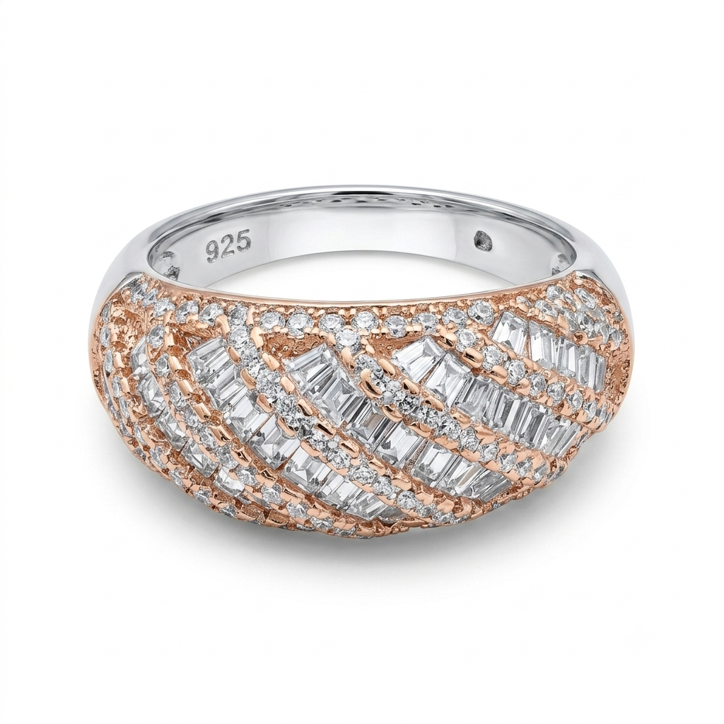 Silvme Matte Finish 925 sterling silver ring for women — front view on white background