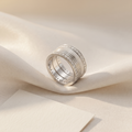 925 silver textured double row stone band ring for women - birthday and anniversary gift for wife, girlfriend or sister