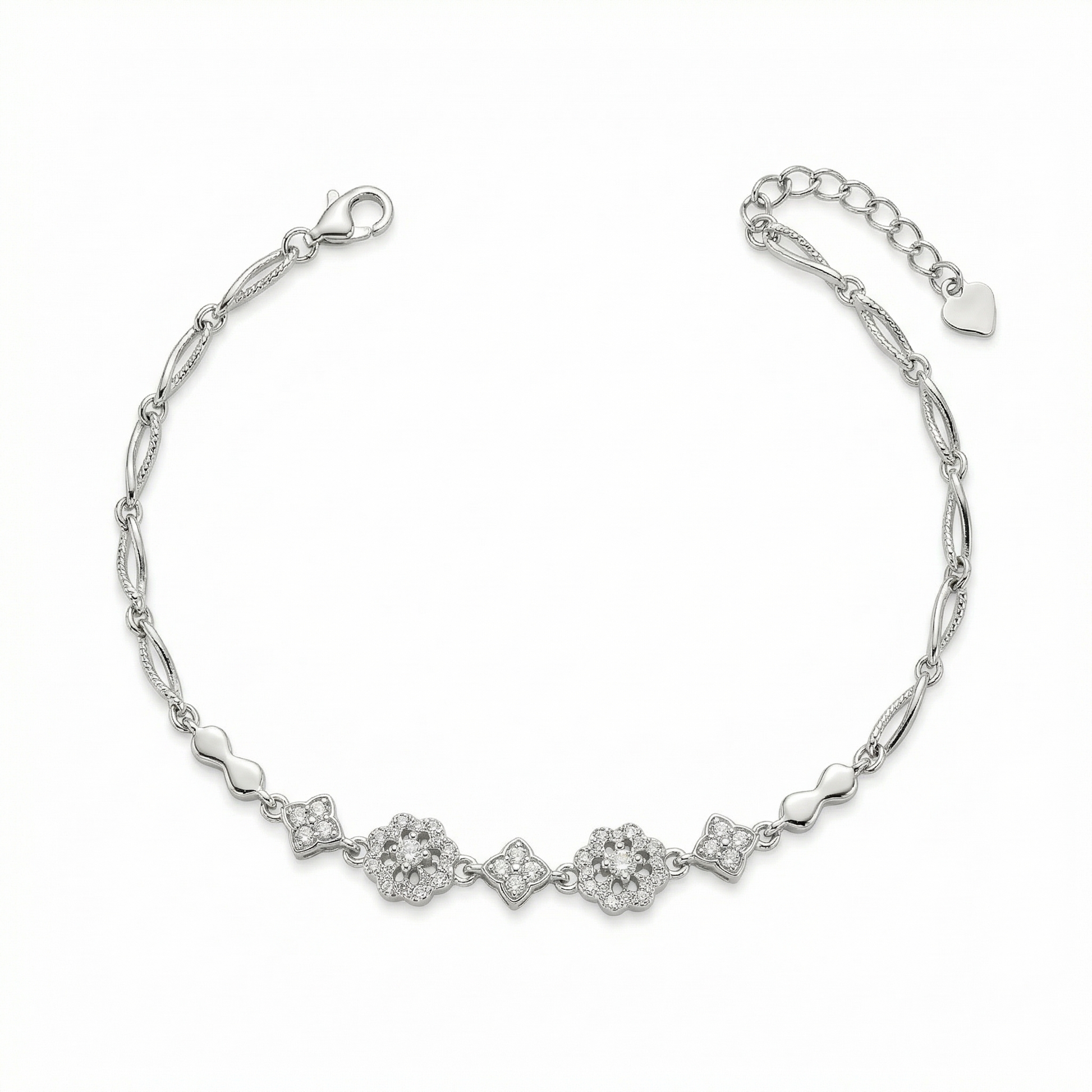 Silvme Floral Design Bracelet, crafted in 925 sterling silver for women, refined silver accessory