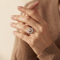 Silvme Open Outline Heart 925 sterling silver heart ring for women, silver-tone, ad ring for women, sparkling stone ring, front view