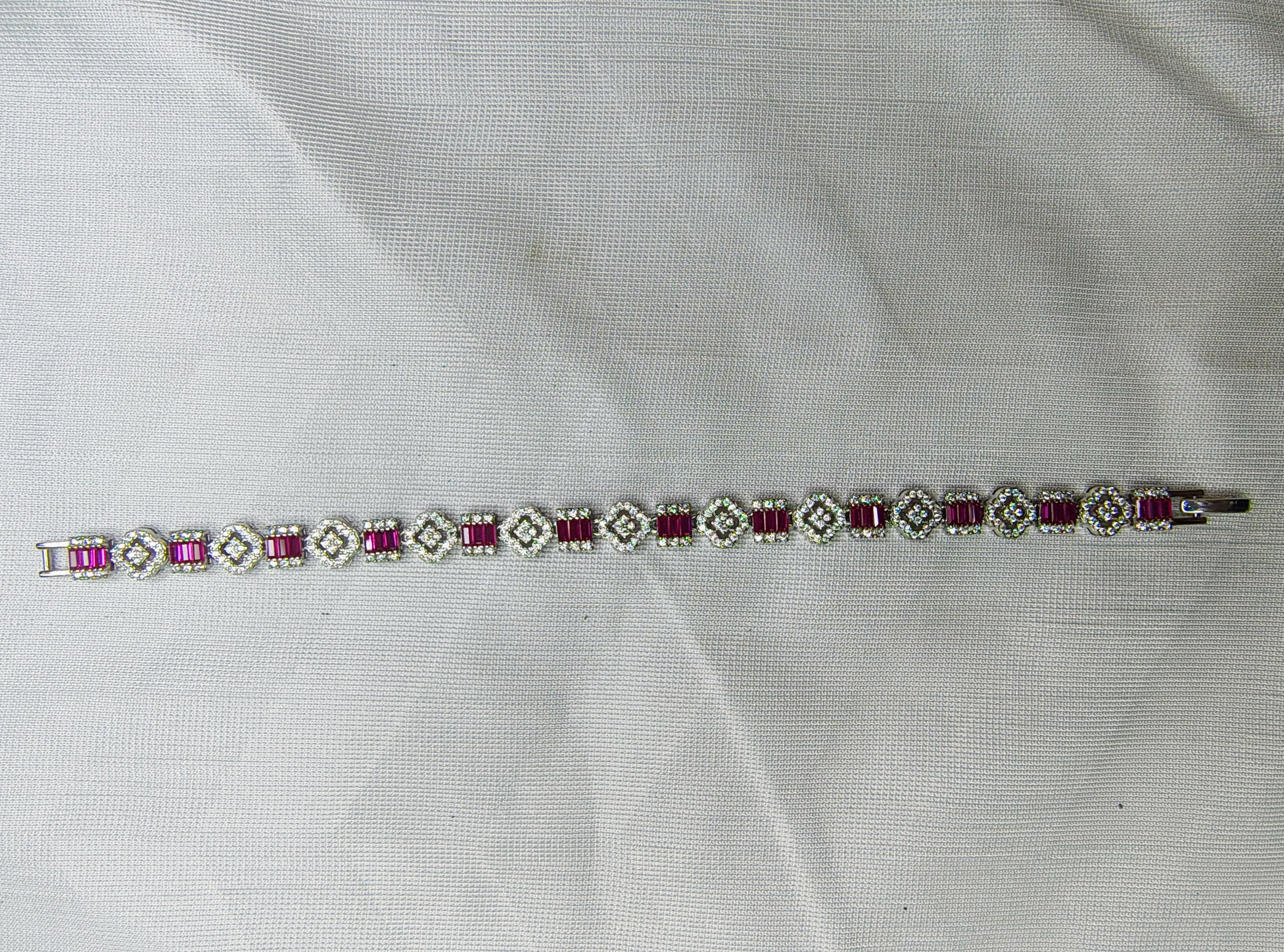 Cross charm 925 silver bracelet front view