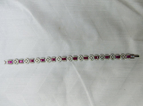 Cross charm 925 silver bracelet front view