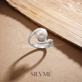 Silvme 925 Sterling Silver Pearl Swirl Bypass Ring for Women, elegant silver jewellery gift