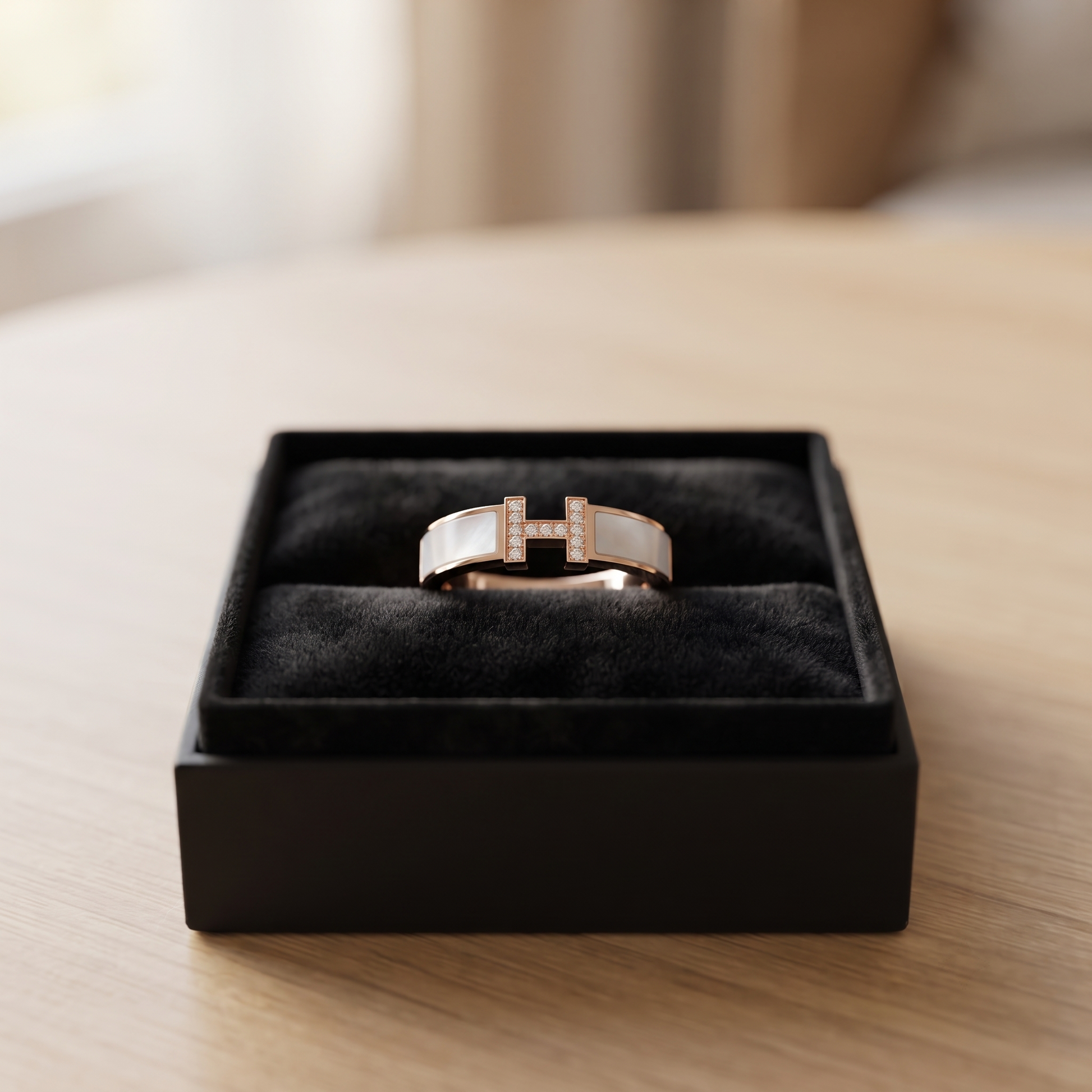 Silvme rose gold geometric white stone silver ring for women worn layered with slim silver stacking rings on the hand