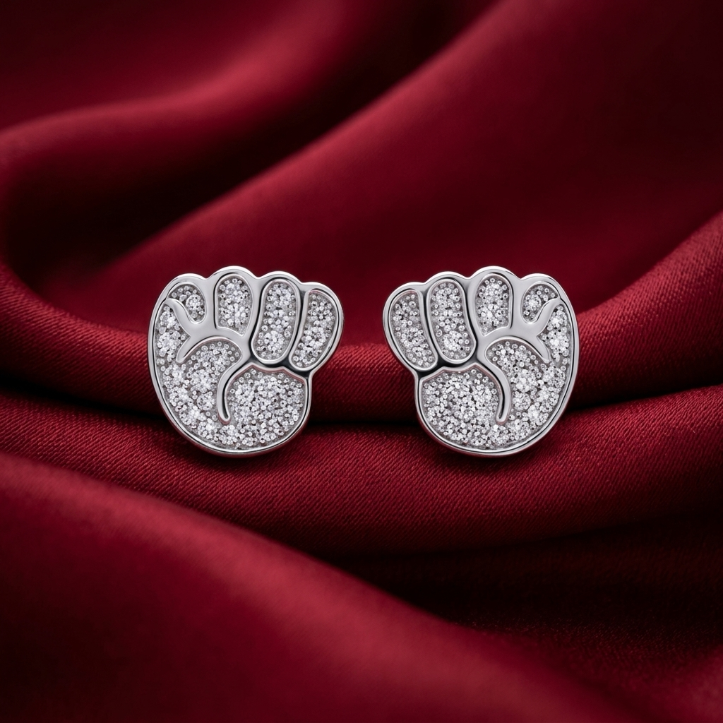 Footprint Stone-Set Stud Earrings, additional product view 8