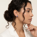 Blue Round Halo Stud Earrings, additional product view 5