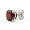 Red Round Solitaire Stud Earrings, close-up detail
