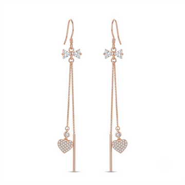 Rose-Gold-Tone Cross and Heart Drop Earrings, front product view