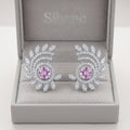 Pink-Centre Feather-Leaf Stud Earrings, additional product view 7
