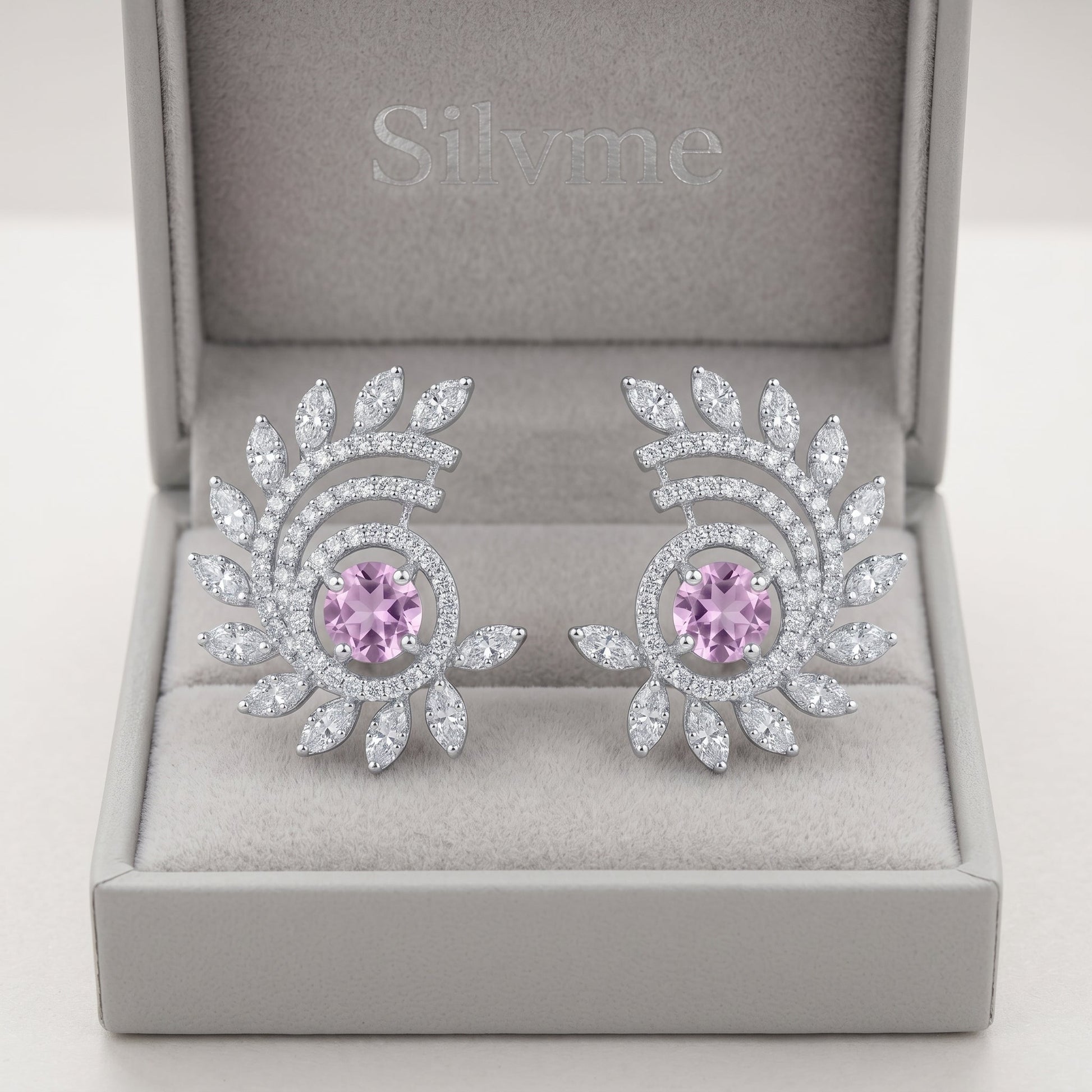 Pink-Centre Feather-Leaf Stud Earrings, additional product view 7