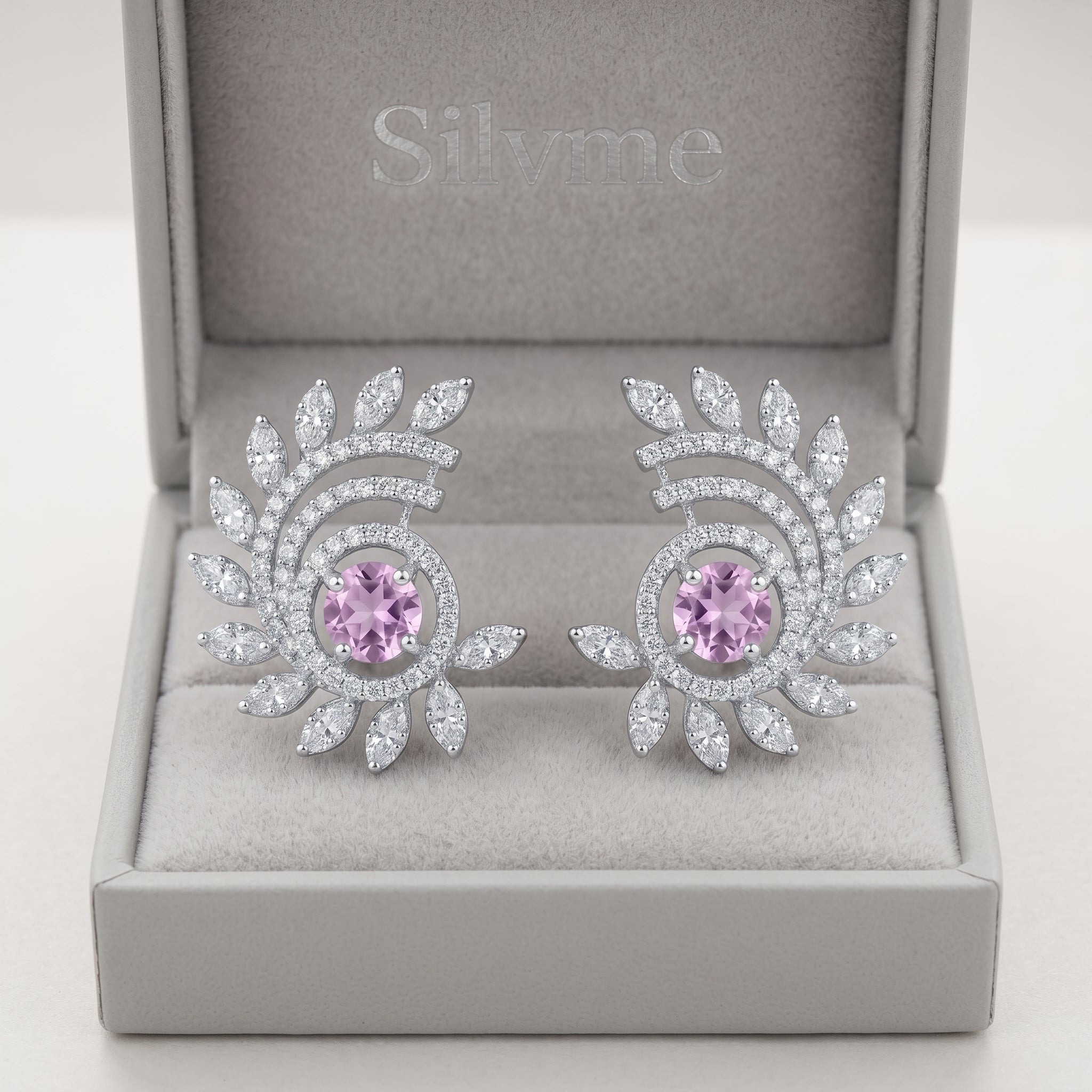 Silvme Pure 925 Sterling Silver Rose Gold CZ Bar Huggie Hoop Earrings — View 7