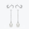 Pearl-Look Accent Drop S-Hook Ear Cuff Earrings, side and fastening view