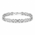 Silvme 925 sterling silver open arc link bracelet for men shaped into an oval on a white background