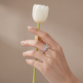 Adjustable free-size hummingbird flower 925 silver ring for women with a comfortable open band