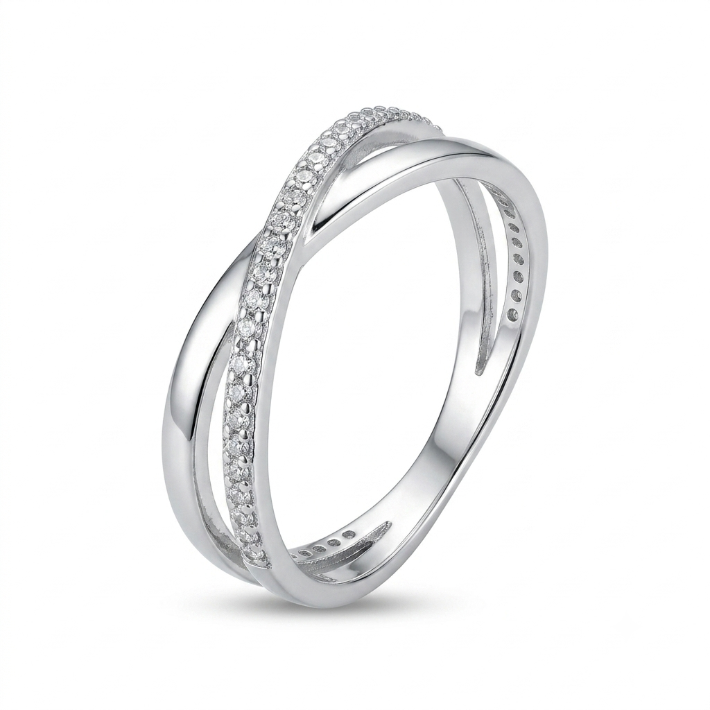 Silvme Solitaire-Style 925 sterling silver ring for women — front view on white background