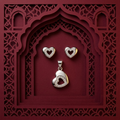 Open Heart 925 sterling silver pendant and stud earrings jewellery set with cubic zirconia by Silvme â€” pendant close-up
