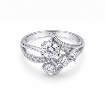 Silvme Pearl-Inspired 925 sterling silver ring for women with a pearl-effect accent — front view on white background