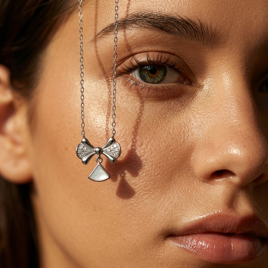 Silvme Infinity Pendant Necklace with its softly polished 925 silver surface, minimal modern styling