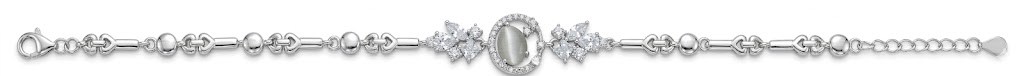 925 sterling silver Floral Cubic Zirconia Bracelet by Silvme, made for bridal wear, a graceful gift for her