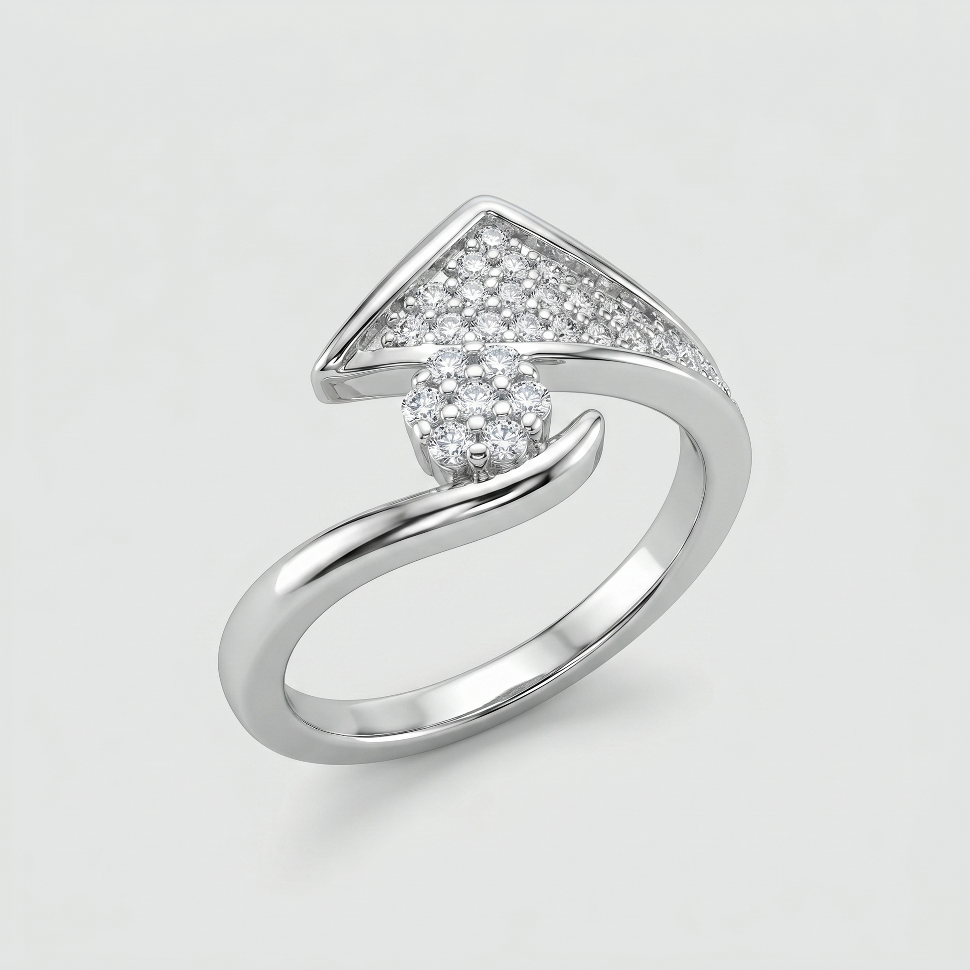 Silvme Floral 925 sterling silver ring for women — front view on white background
