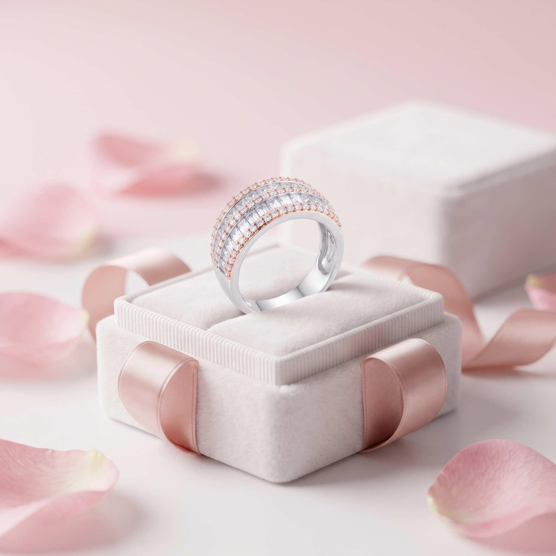 Silvme triple row CZ statement sterling silver ring for women, comfortable enough for daily wear
