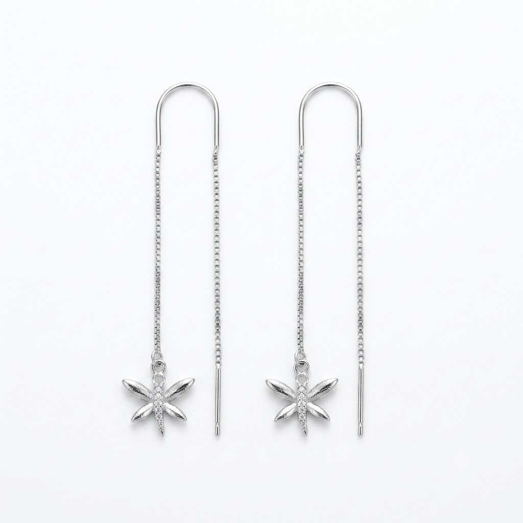 Dragonfly Charm Threader Earrings, front product view