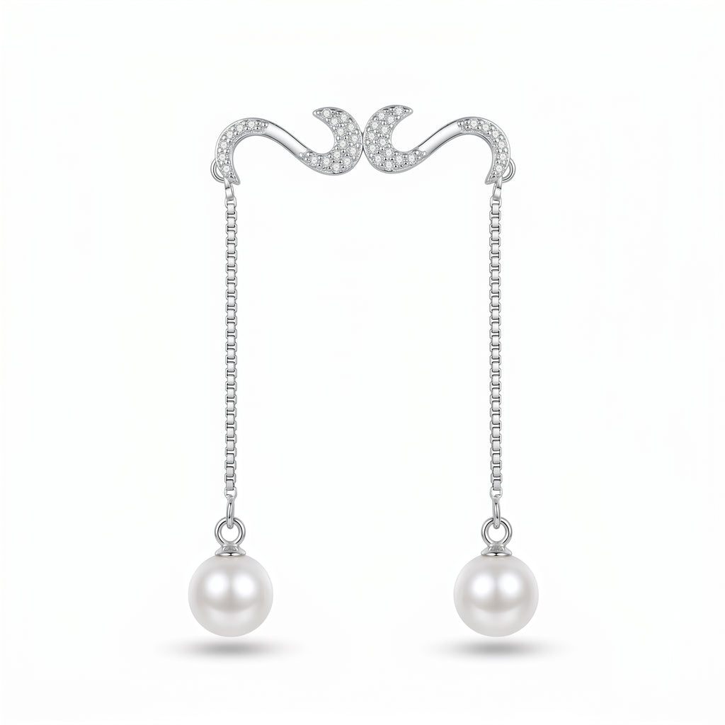 Silvme Pure 925 Sterling Silver Pearl Drop S-Hook Ear Cuff Earrings — View 7