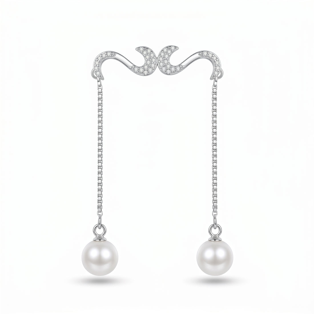 925 sterling silver Pearl Drop S-Hook Ear Cuff Earrings by Silvme, an elegant accessory for her