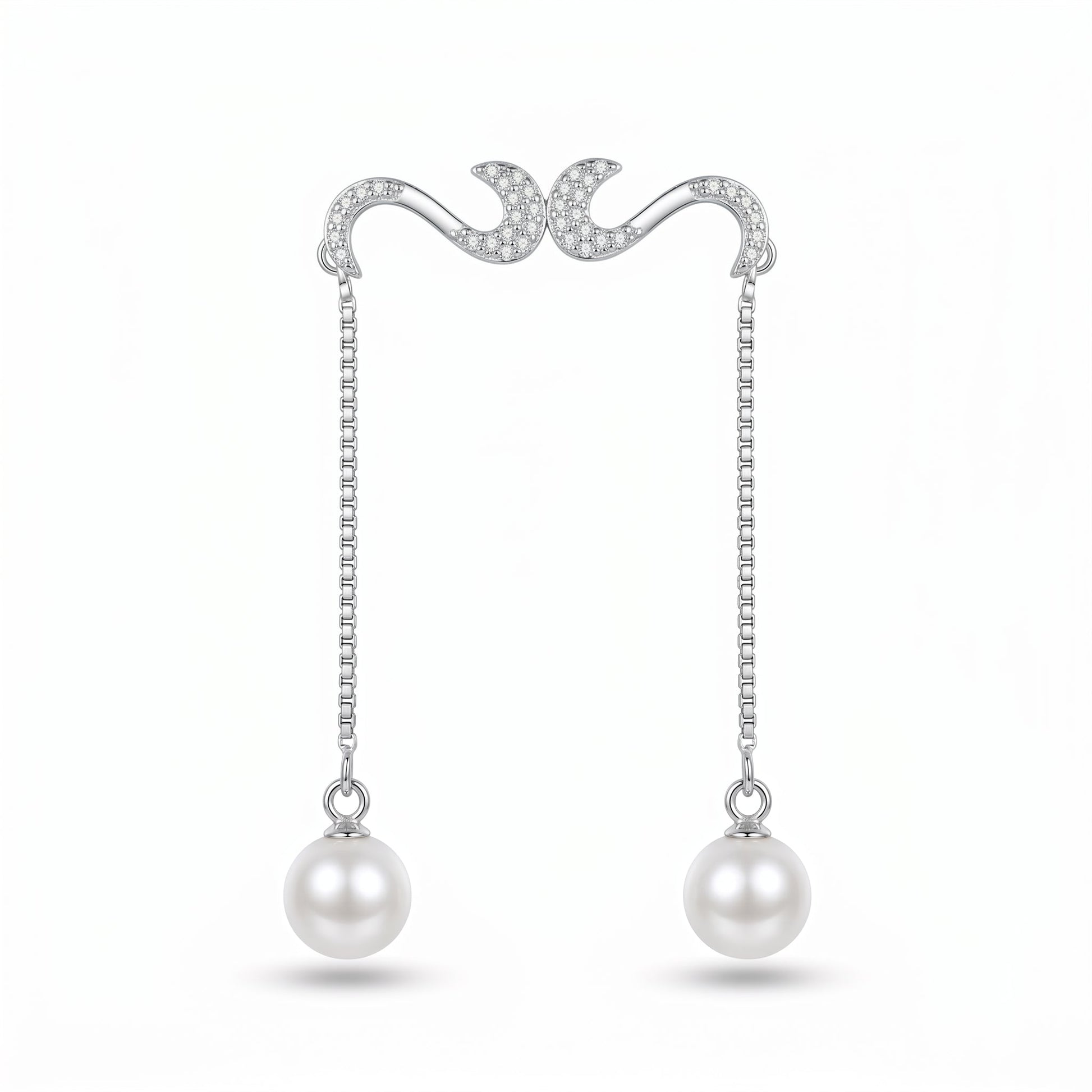Pearl-Look Accent Drop S-Hook Ear Cuff Earrings, front product view