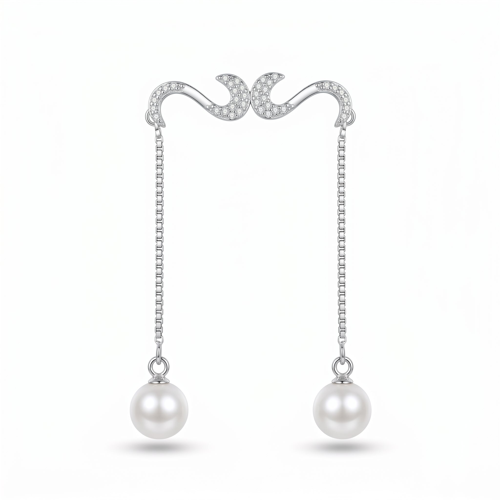 Silvme Pure 925 Sterling Silver Pearl Drop S-Hook Ear Cuff Earrings — View 7