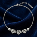 Silvme Triple Heart Pavé Charm Bracelet in 925 silver, styled for daily wear, minimal modern styling
