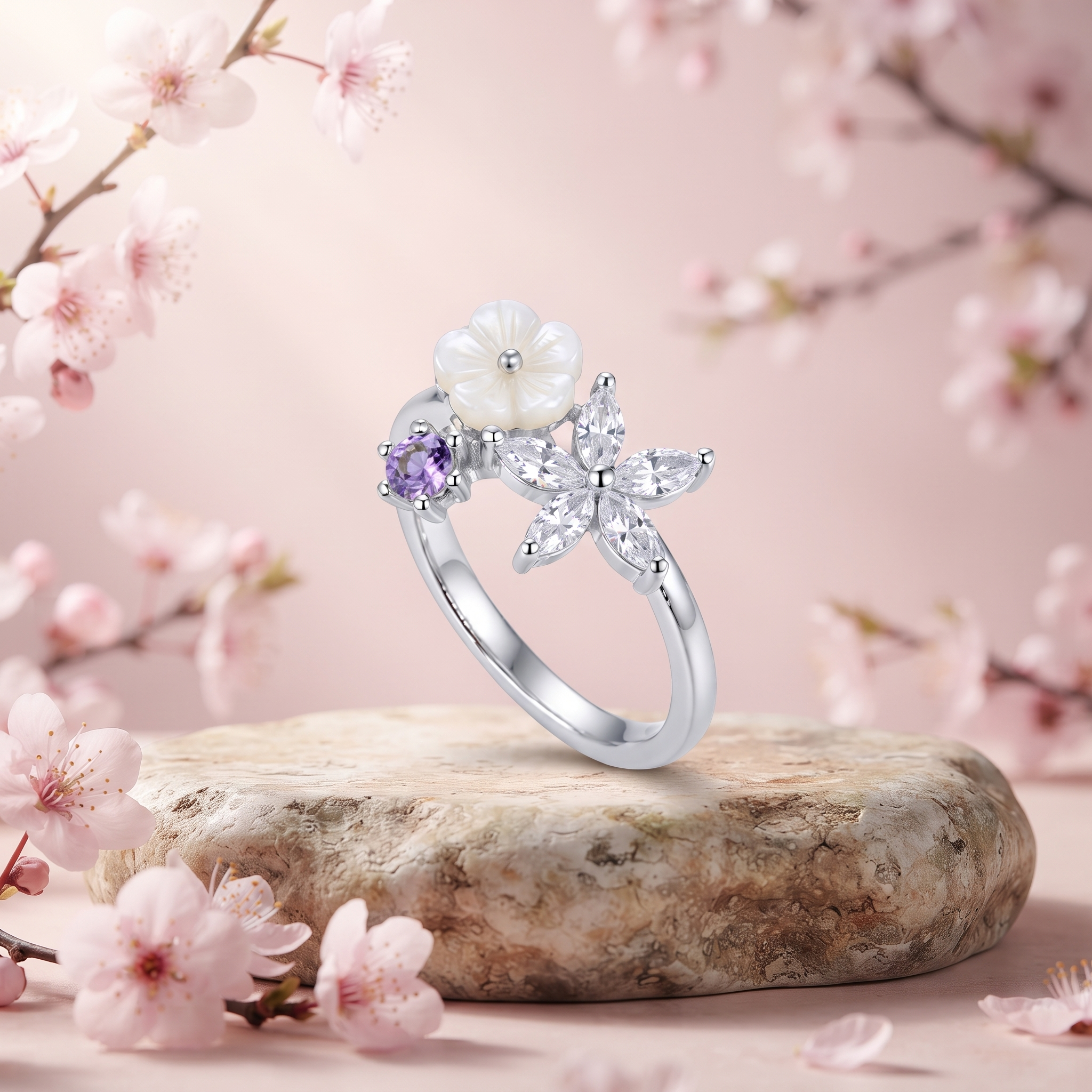 Ring Mother design detail on the Silvme Ring Mother Day Heartfelt, crafted in polished 925 sterling silver