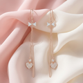 Rose-Gold-Tone Cross and Heart Drop Earrings, additional product view 3