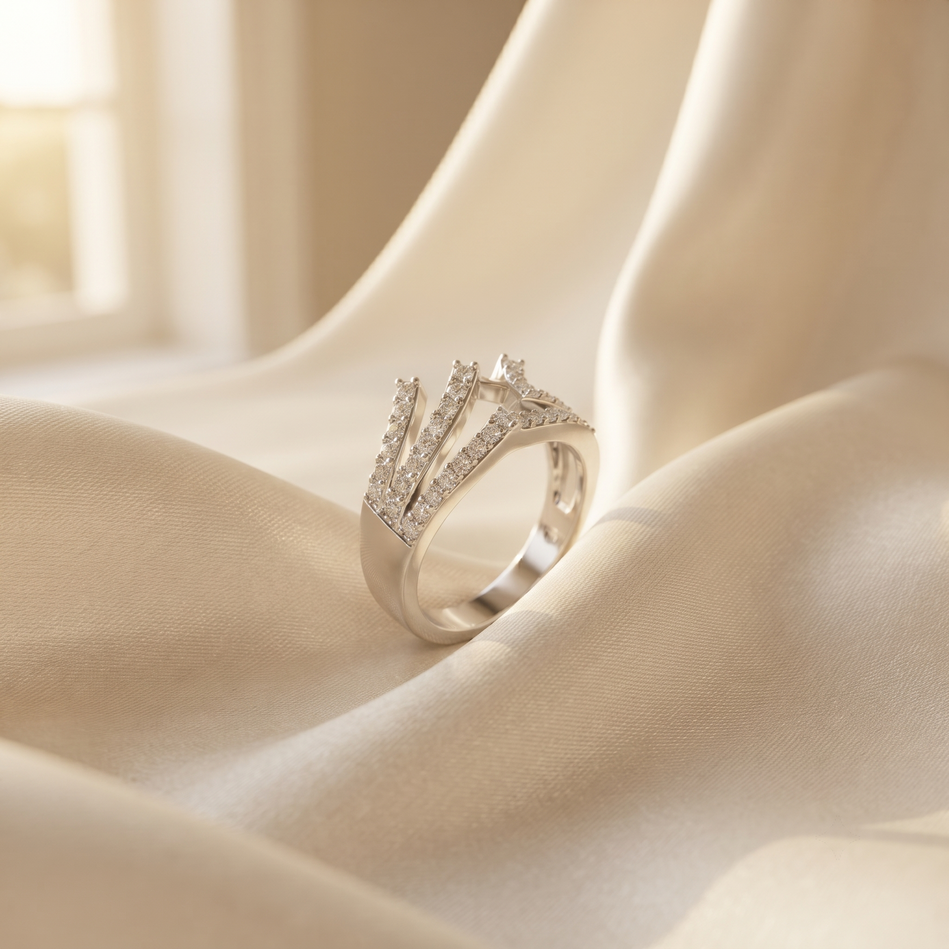 Comfort-fit 925 sterling silver crown tiara ring for women in Indian ring sizes