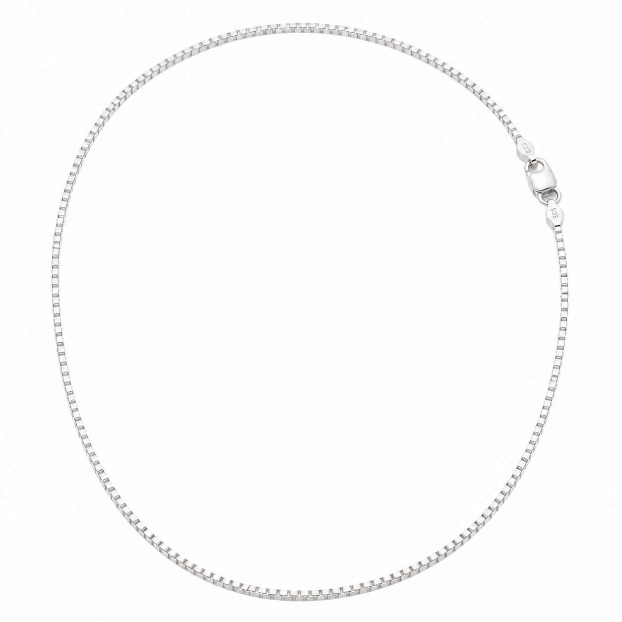 Silvme 925 silver box link neck chain, approx. 3.79 g, solid silver, not plated, sterling silver throughout