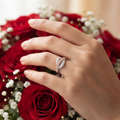 Silvme two-tone bypass baguette silver ring for women worn paired with minimal silver bands on the hand