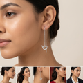 Cupid Arrow Heart Stone-Set Threader Earrings, close-up detail, view 5