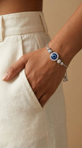 Silvme Evil Eye Bracelet in 925 silver – Blue CZ Nazar Protection Bracelet, minimal modern styling