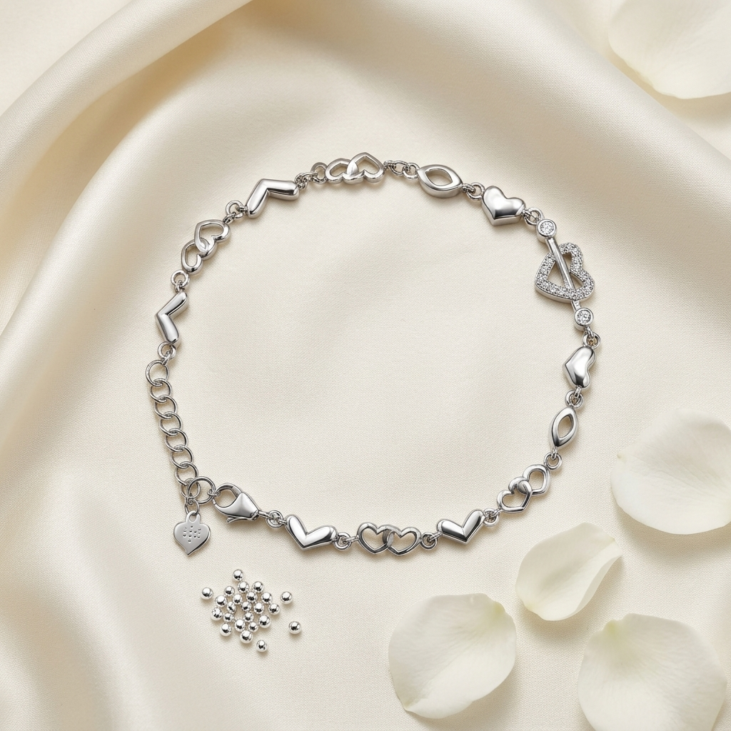 Silvme Heart Bracelet in 925 sterling silver, jewellery for women, refined silver accessory