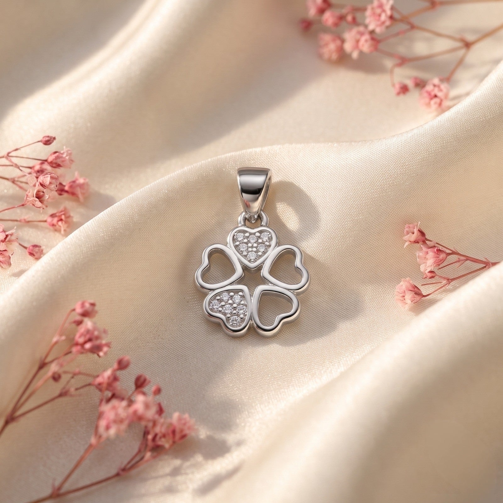 Pendant Necklace design detail on the Silvme Pendant Necklace Love Gift, crafted in polished 925 silver