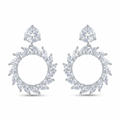 Silvme Pure 925 Sterling Silver Oval CZ Marquise Halo Drop Earrings — View 2