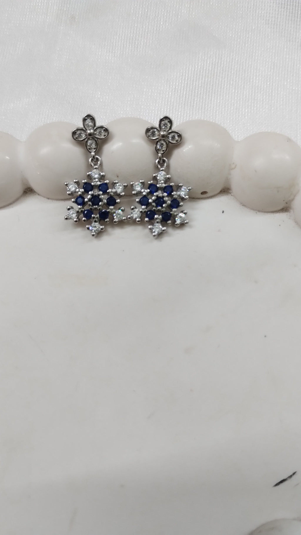 Silvme Pure 925 Sterling Silver Blue Sapphire CZ Cross Pendant Drop Earrings — View 5