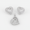 Baguette Heart 925 sterling silver pendant and stud earrings jewellery set with cubic zirconia by Silvme â€” lifestyle gift image