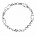 Silvme 925 sterling silver oval station rolo bracelet for men shaped into an oval on a white background