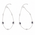 Charm, bead and chain detail on the Silvme evil eye charm 925 silver anklet payal