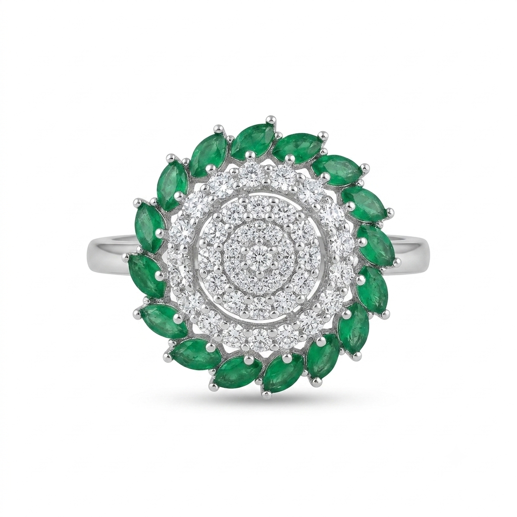 Silvme Statement Cocktail 925 sterling silver ring for women — front view on white background