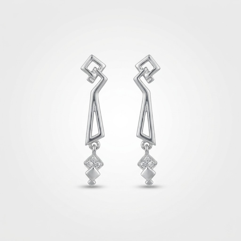 Art Deco Geometric Trapezoid Drop Earrings, front product view