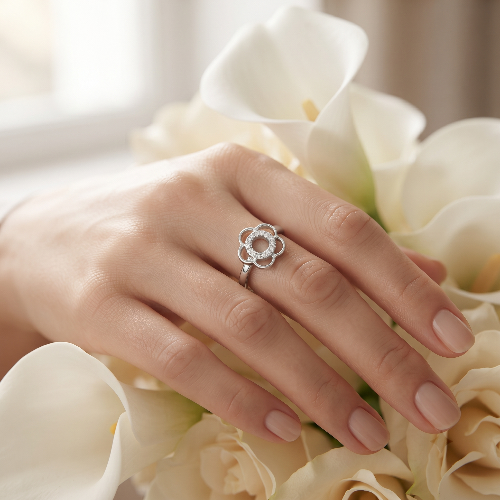 Silvme Heart Valentine 925 sterling silver ring for women — close-up detail