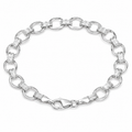 Silvme 925 sterling silver rope-cut rolo chain bracelet for men shaped into an oval on a white background